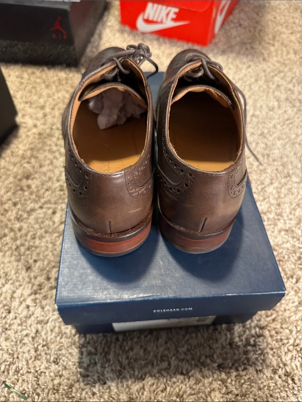 Cole Haan Dark Brown Leather Wingtip Oxfords